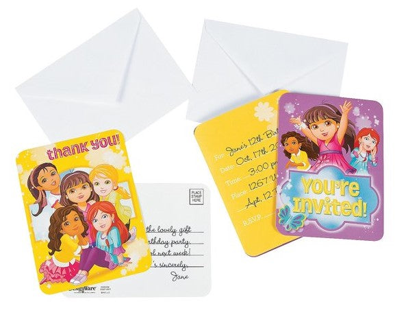Nickelodeon Dora & Friends 16 Count Invitations & Thank You Postcards Set