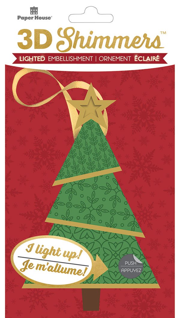 Paper House 3D LED Christmas Tree Shimmer Embellishments