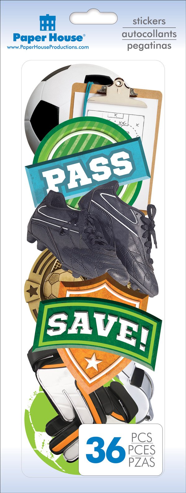 Paper House Soccer 36 Piece Die-Cut Stickers