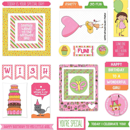 Photoplay Birthday Wishes Girl Die-Cut Ephemera