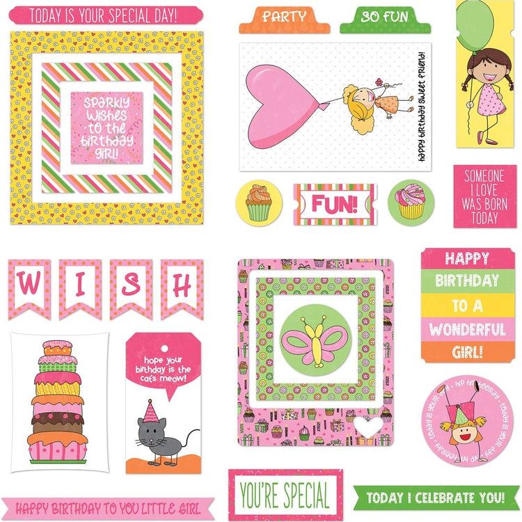 Photoplay Birthday Wishes Girl Die-Cut Ephemera