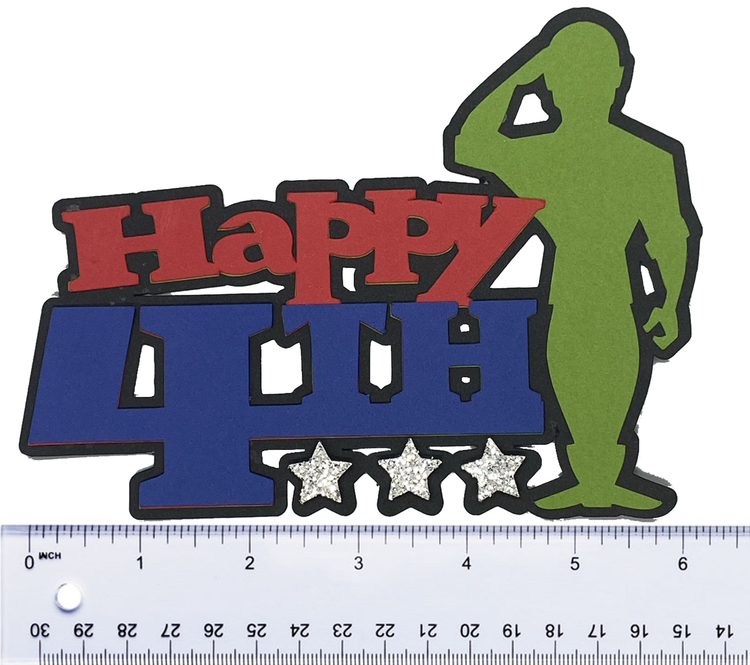 T & H Creations Handmade Happy 4th Multi-Layered Title Die-cut Embellishment
