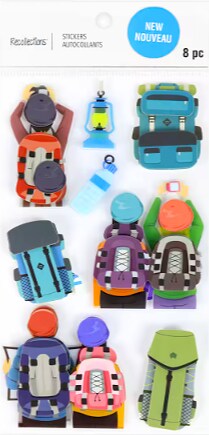 Recollections Hiking Backpacks Dimensional Stickers - SCRAPBOOKFARE