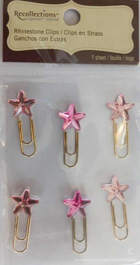 Recollections Vintage Pink Star Gem Adhesive Paper Clips - SCRAPBOOKFARE