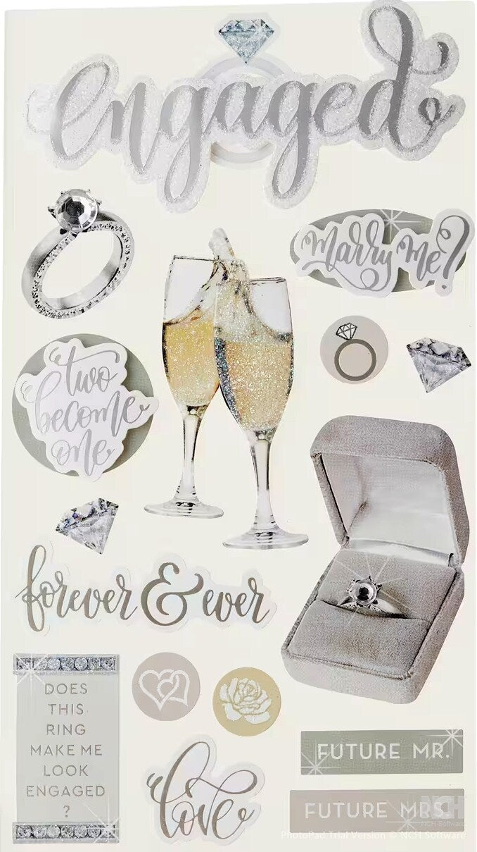 Recollections Engaged Dimensional Stickers - SCRAPBOOKFARE