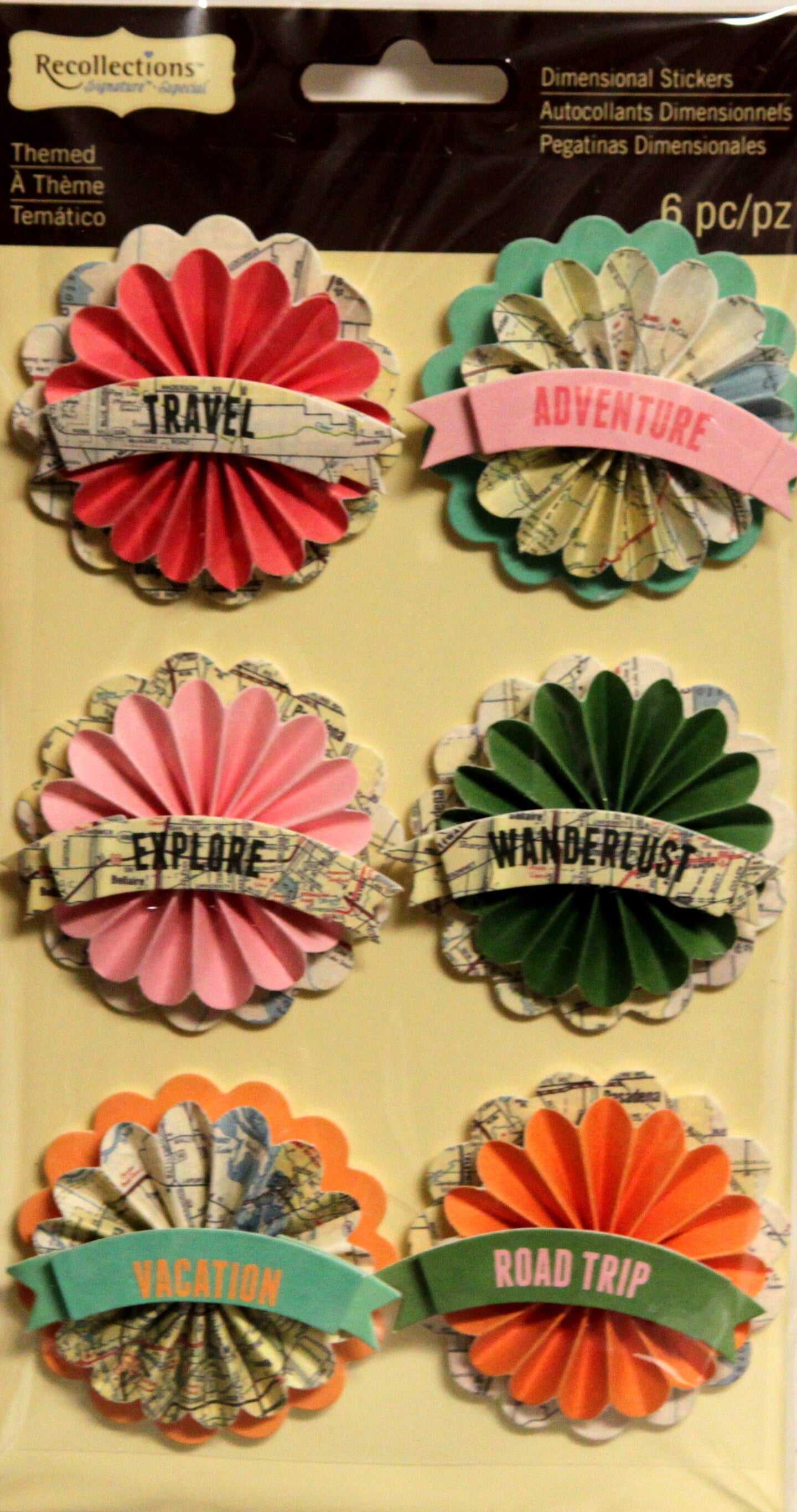RECOLLECTIONS TRAVEL DIMENSIONAL FAN MEDALLION STICKERS - SCRAPBOOKFARE