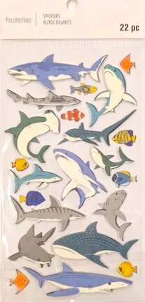 Recollections Sharks Dimensional Stickers - SCRAPBOOKFARE