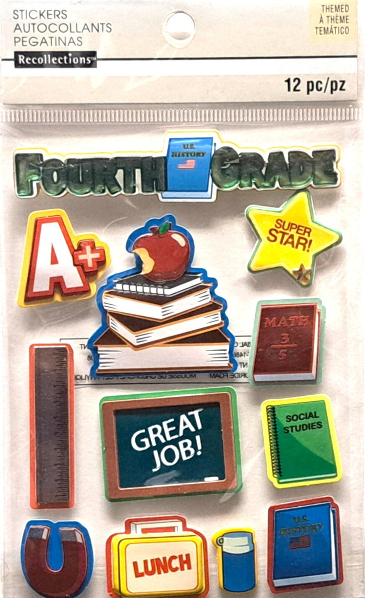 Recollections Fourth Grade Dimensional Stickers - SCRAPBOOKFARE