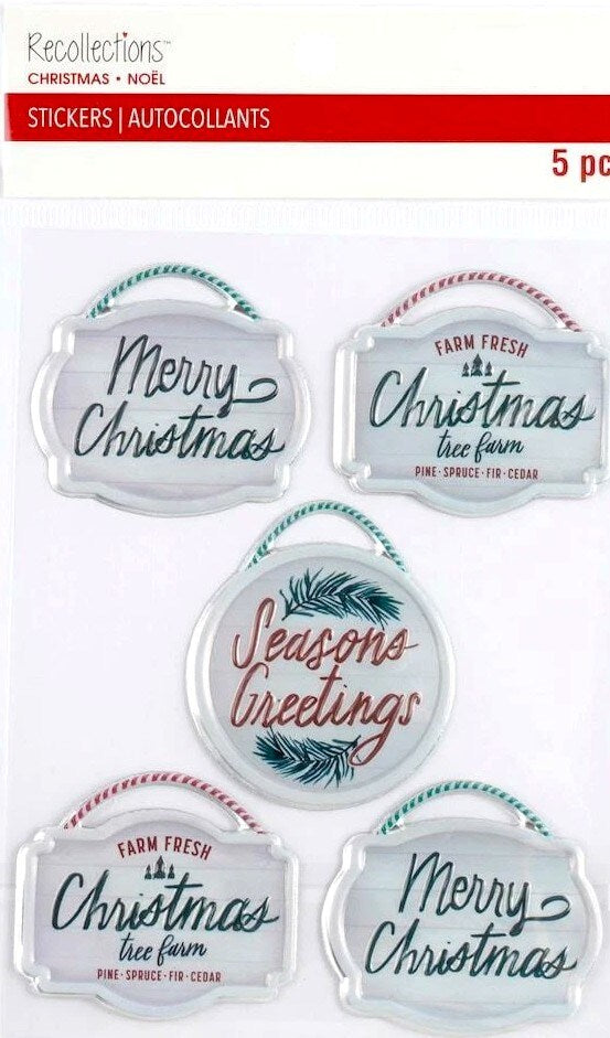Recollections Christmas Words Signs Dimensional Stickers - SCRAPBOOKFARE