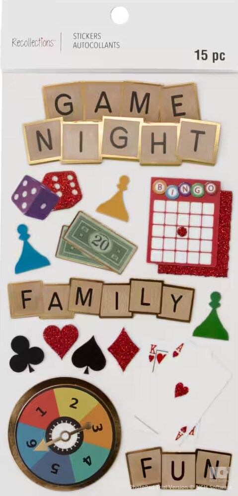 Recollections Game Night Dimensional Stickers - SCRAPBOOKFARE