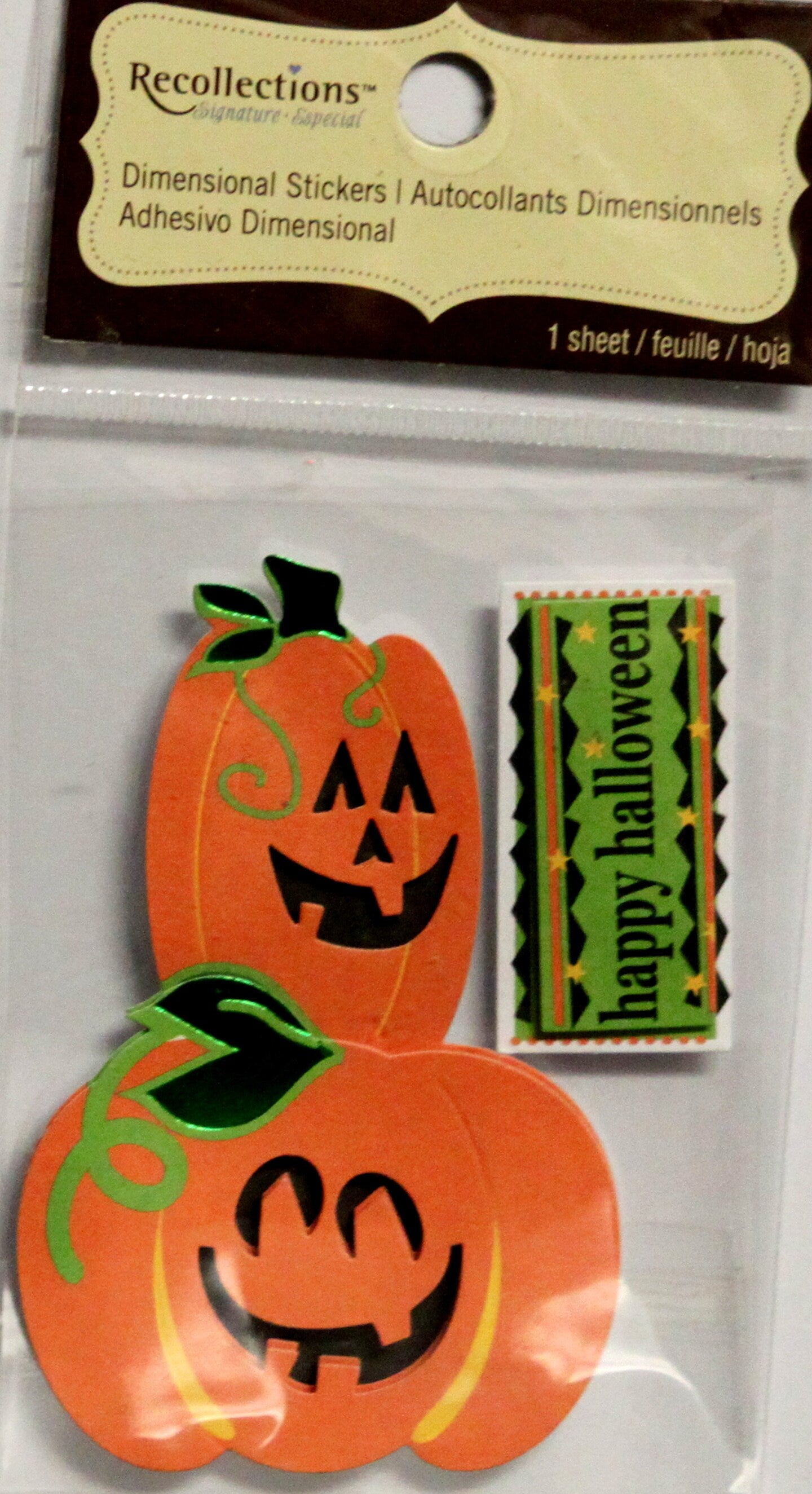 Recollections Vintage Halloween Happy Jack-O-Lanterns Dimensional Stickers - SCRAPBOOKFARE