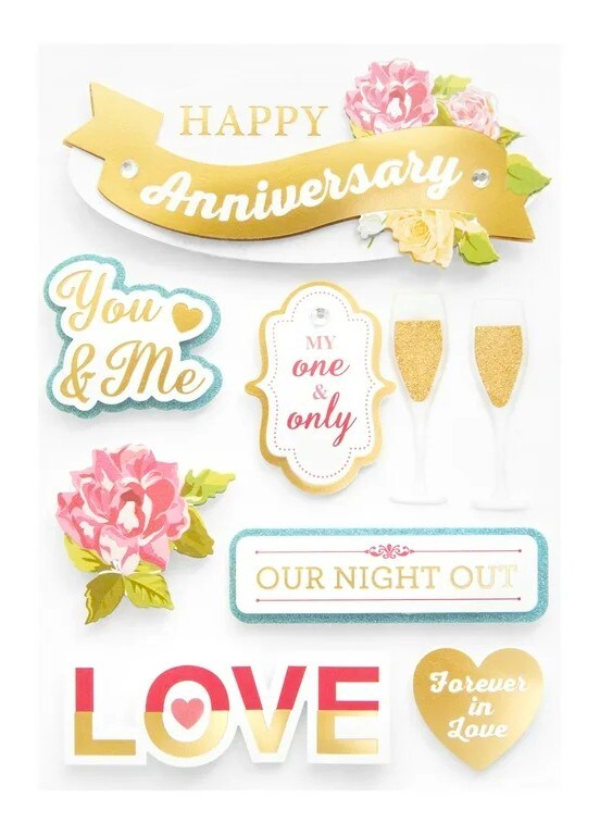 Recollections Happy Anniversary Dimensional Stickers - SCRAPBOOKFARE
