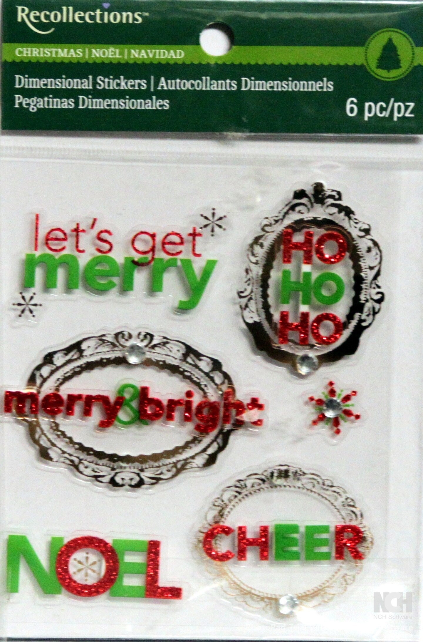 Recollections Vintage Christmas Phrases Dimensional Stickers - SCRAPBOOKFARE