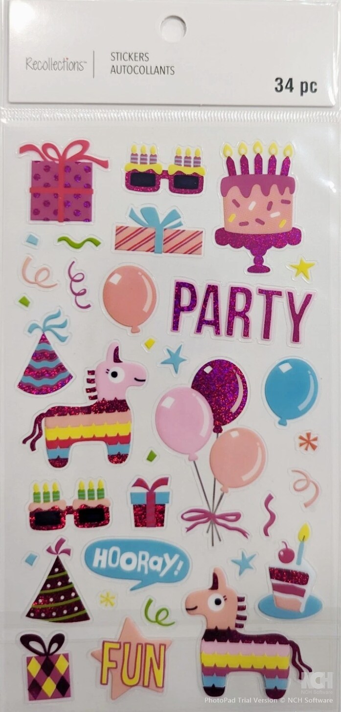 Recollections Birthday Party Clear & Foiled Stickers - SCRAPBOOKFARE