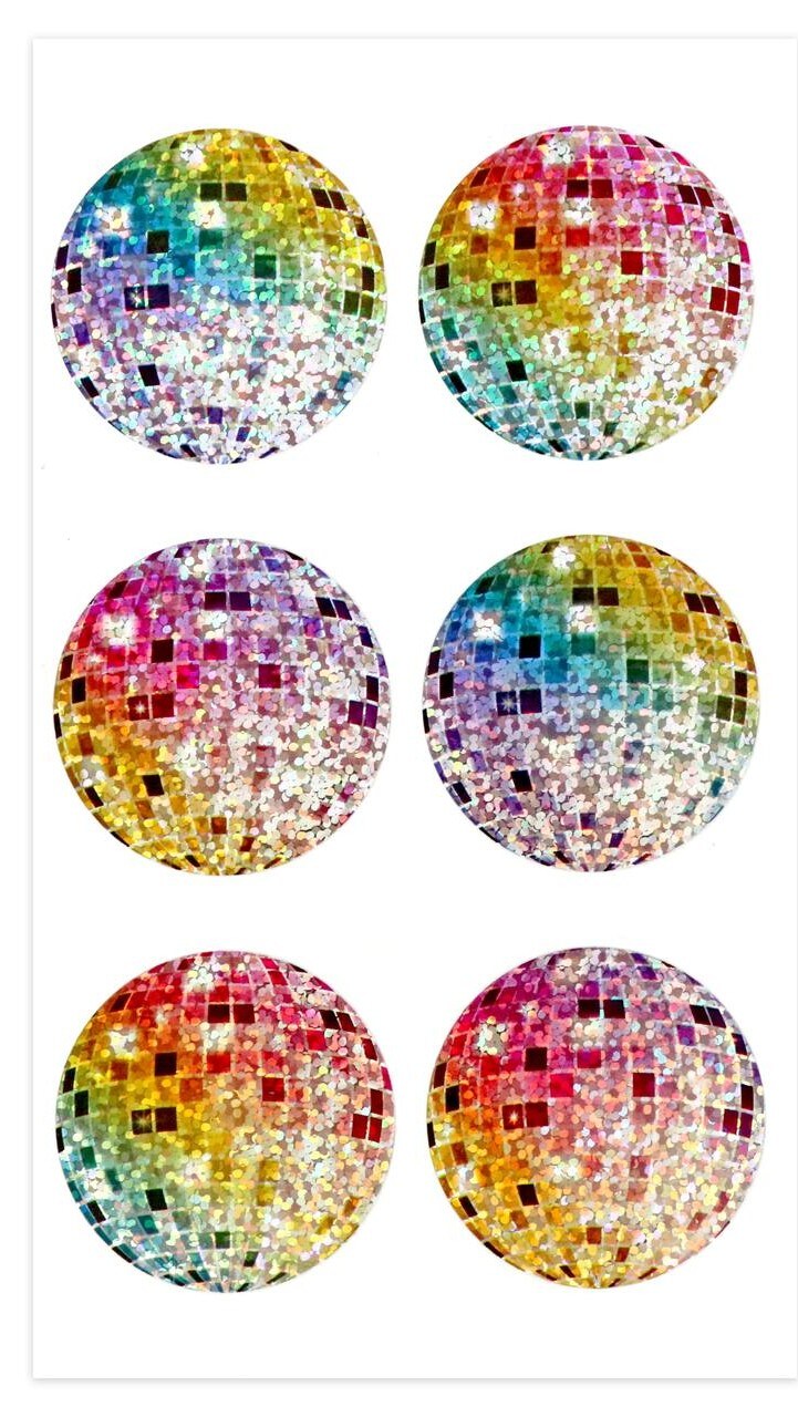 Recollections Holographic Pastel Disco balls Flat Stickers - SCRAPBOOKFARE