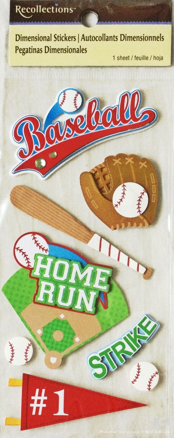 Recollections Baseball Dimensional Stickers - SCRAPBOOKFARE