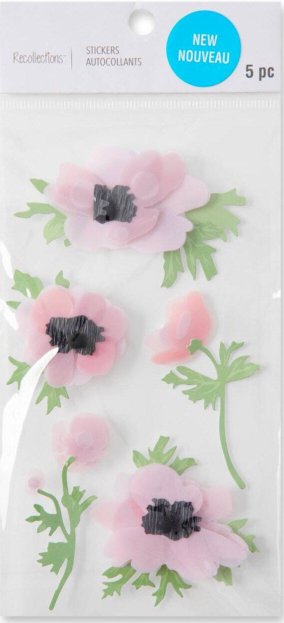 Recollections Anemone Flower Dimensional Stickers - SCRAPBOOKFARE