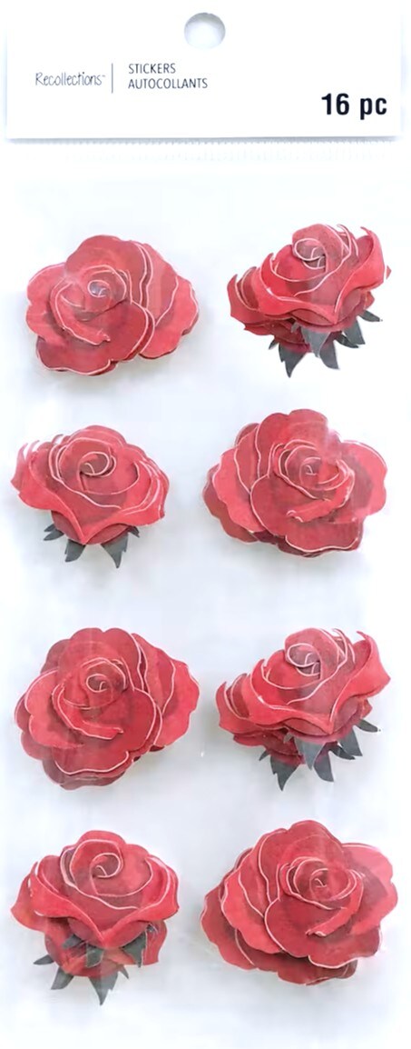 Recollections Roses Dimensional Stickers - SCRAPBOOKFARE