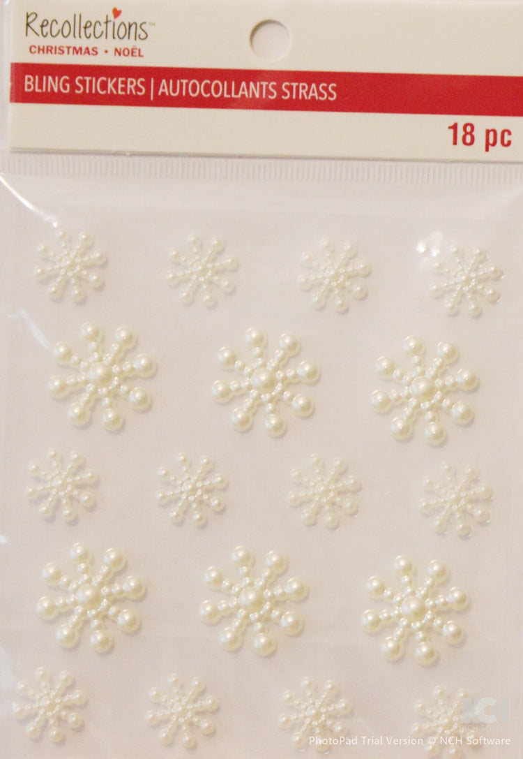 Recollections White Pearl Bling Snowflakes Dimensional Stickers - SCRAPBOOKFARE