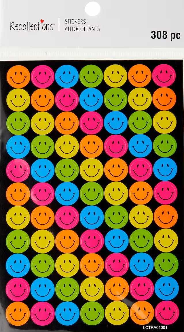 Recollections Neon Smiley Face Stickers - SCRAPBOOKFARE