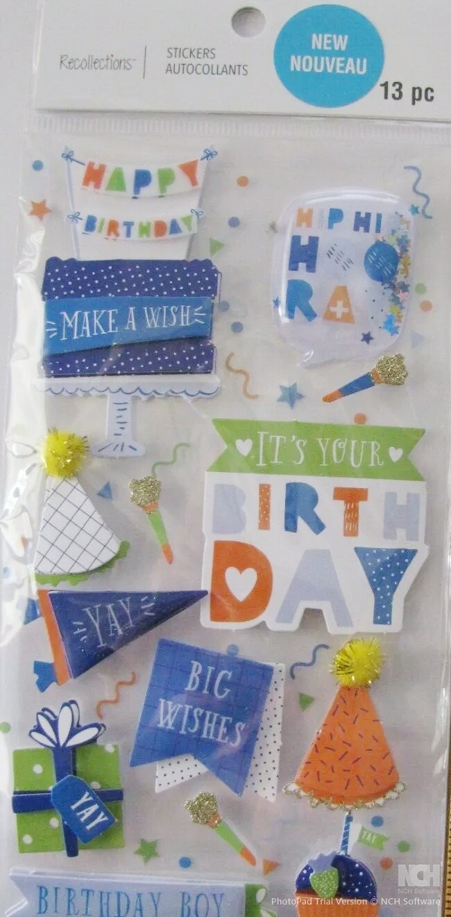 Recollections Birthday Boy Dimensional Stickers - SCRAPBOOKFARE