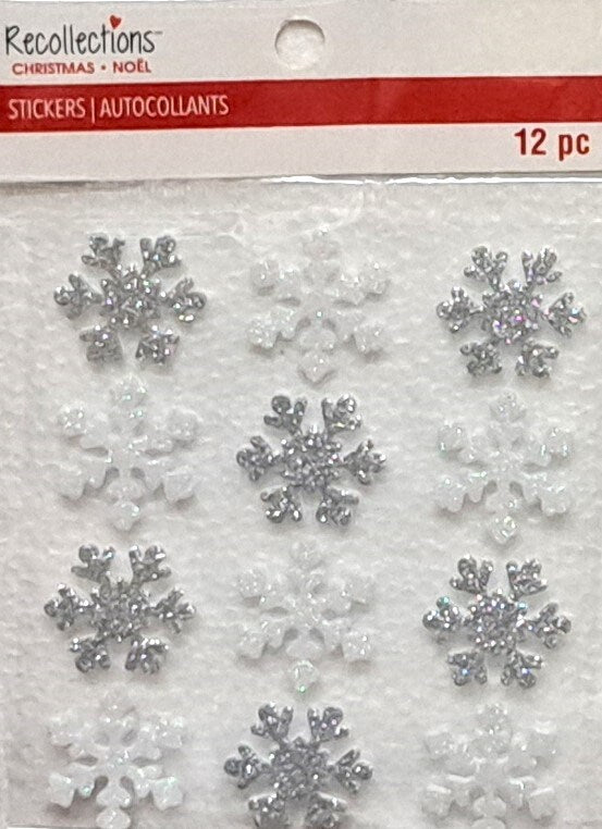 Recollections Christmas Snowflakes Dimensional Foam Stickers
