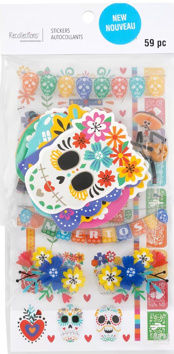 Recollections Day Of The Dead Stickers Flip Pack - SCRAPBOOKFARE