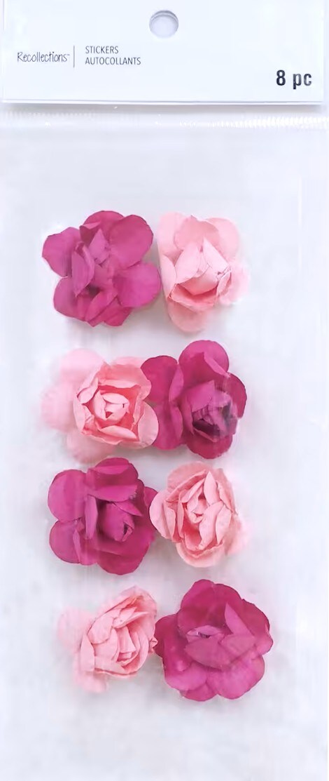 Recollections 3D Rose Floral Dimensional Stickers - SCRAPBOOKFARE