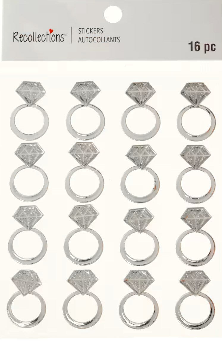 Recollections Wedding Rings Dimensional Stickers - SCRAPBOOKFARE
