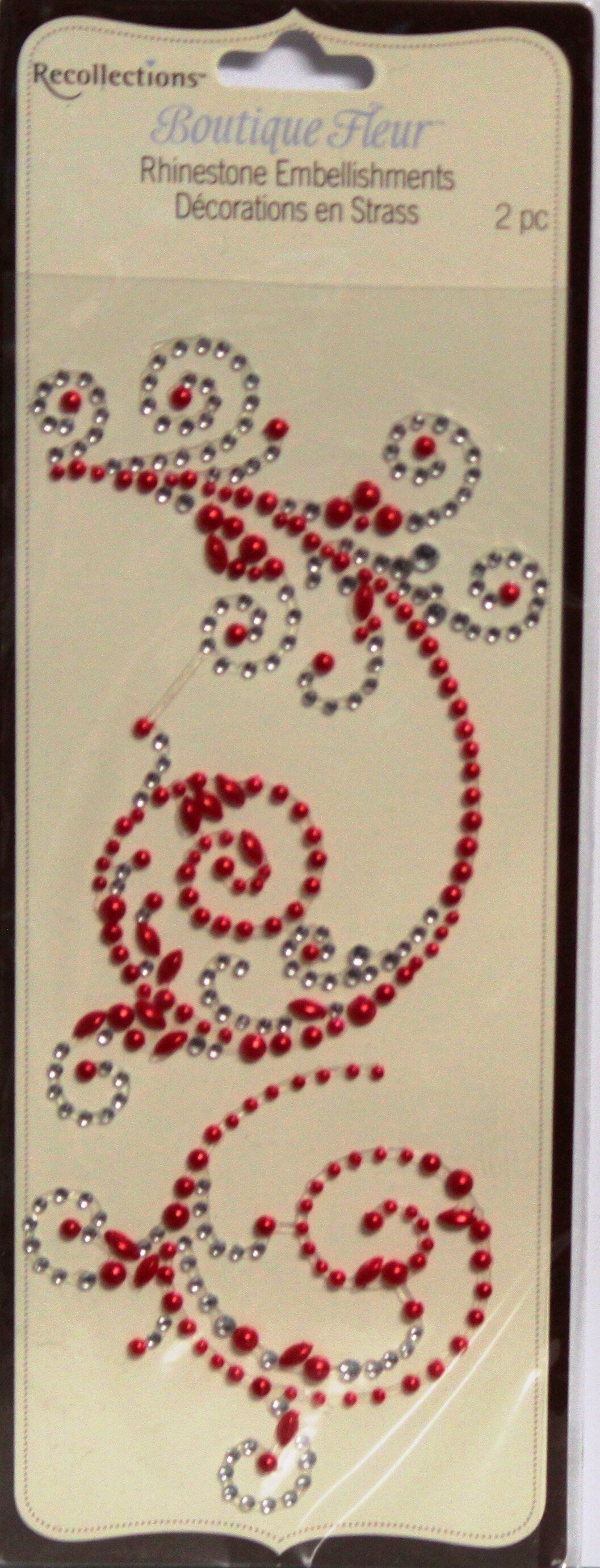 Recollections Boutique Fleur Red Rhinestone Embellishments-2 Pieces