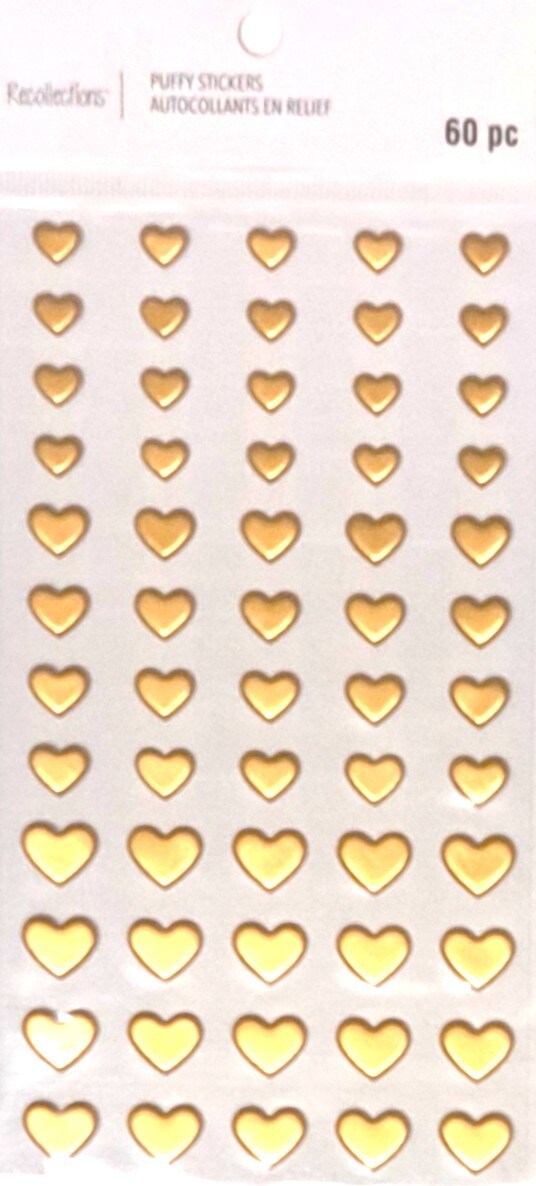 Recollections Gold Hearts Puffy Dimensional Stickers - SCRAPBOOKFARE