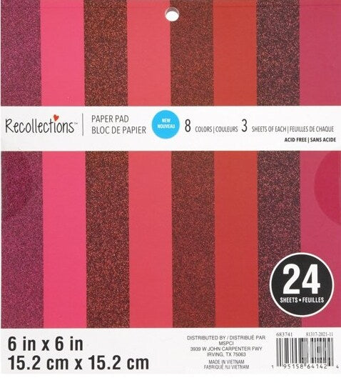 Recollections Reds 6 x 6 Lt. Cardstock Paper Pad - SCRAPBOOKFARE