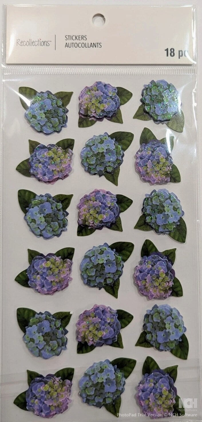 Recollections Purple Hydrangea Flowers Dimensional Stickers - SCRAPBOOKFARE