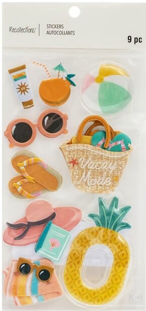 Recollections Beach Gear Dimensional Stickers - SCRAPBOOKFARE