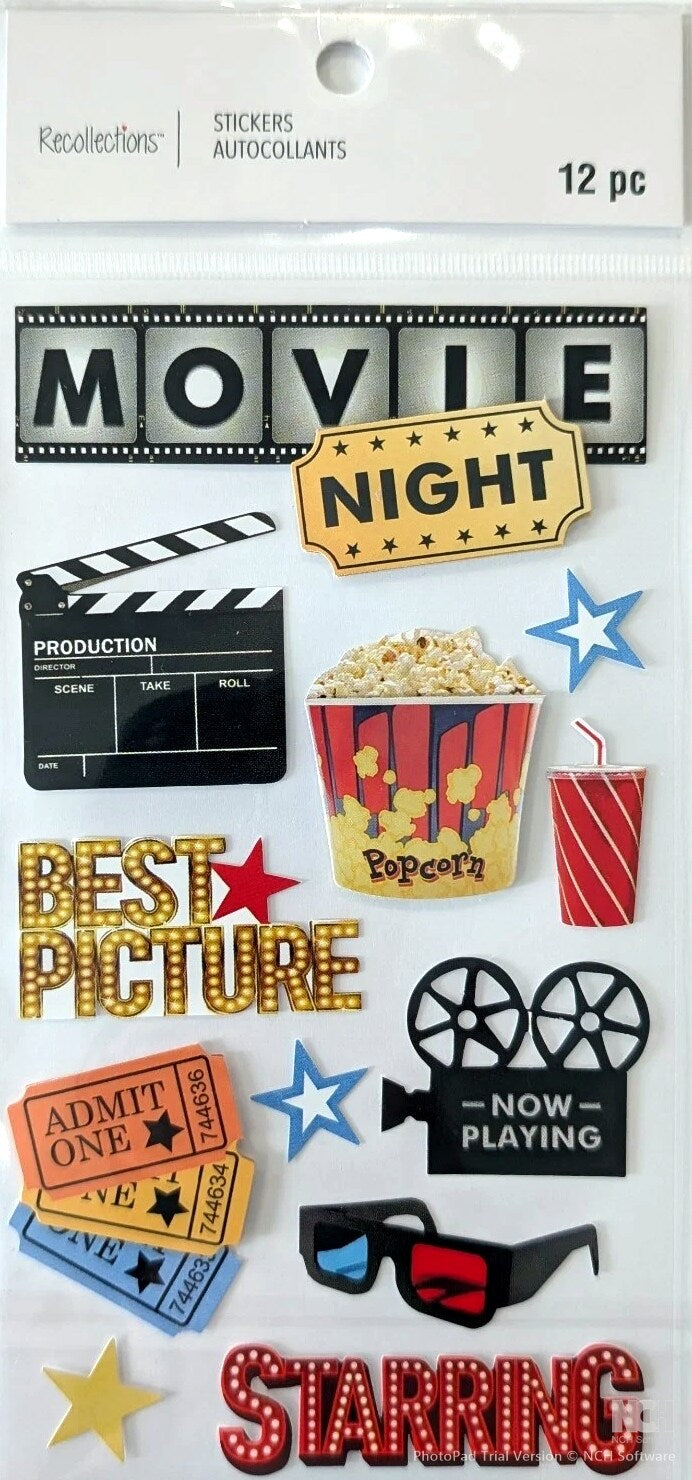 Recollections Movie Night Dimensional Stickers