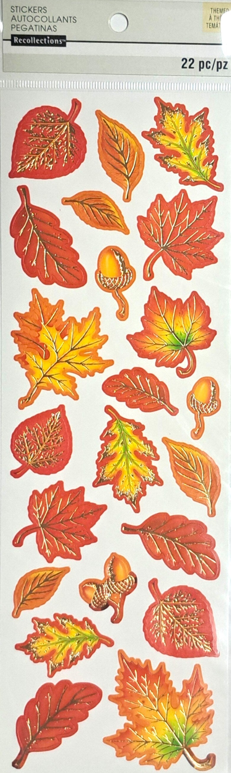 Recollections Fall Leaves With Gold Foil Flat Stickers - SCRAPBOOKFARE