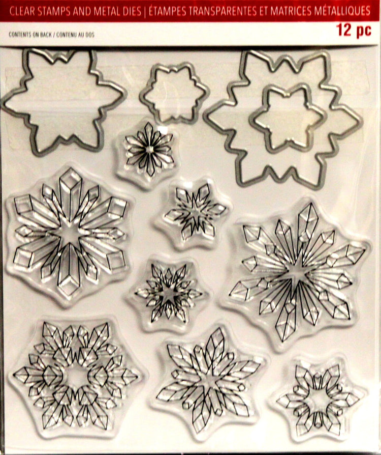 Recollections Christmas Snowflakes Clear Stamps & Metal Die Set