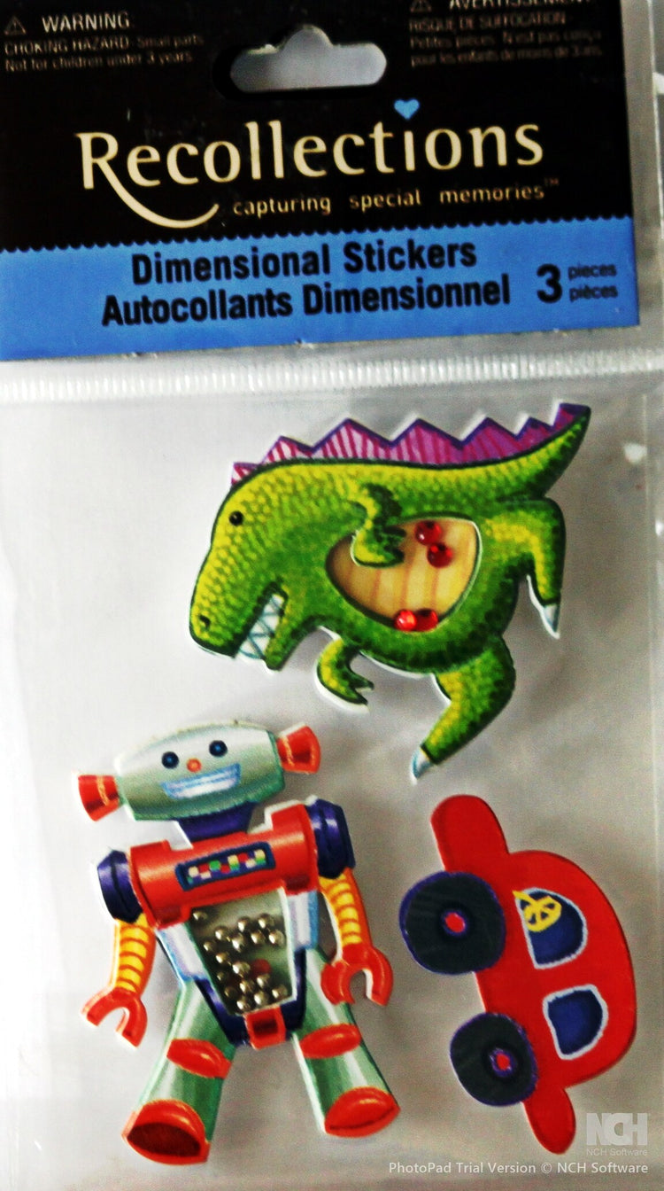 Recollections Vintage Boys Toys Dimensional Stickers - SCRAPBOOKFARE
