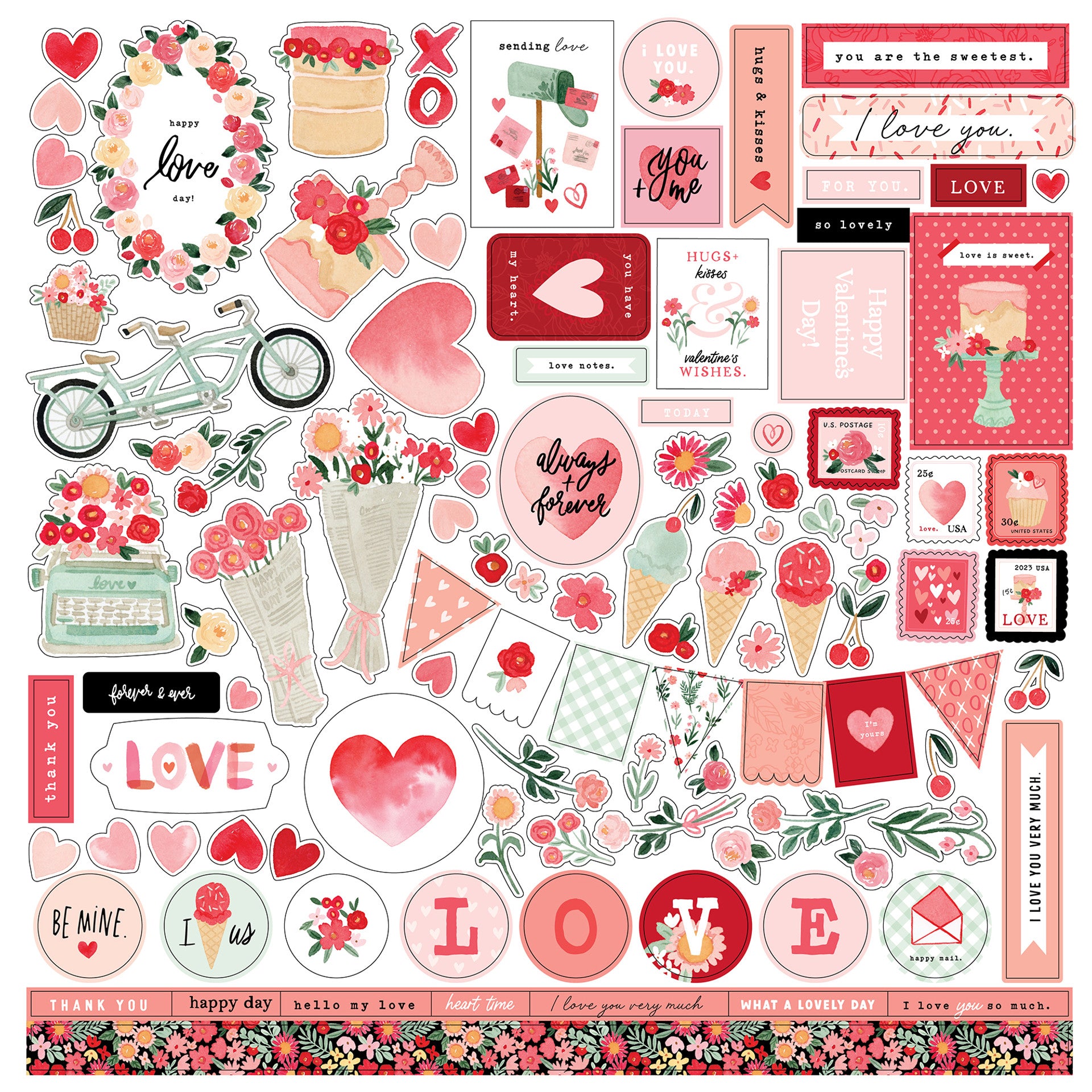 Carta Bella My Valentine 12X12 Element Sticker Sheet