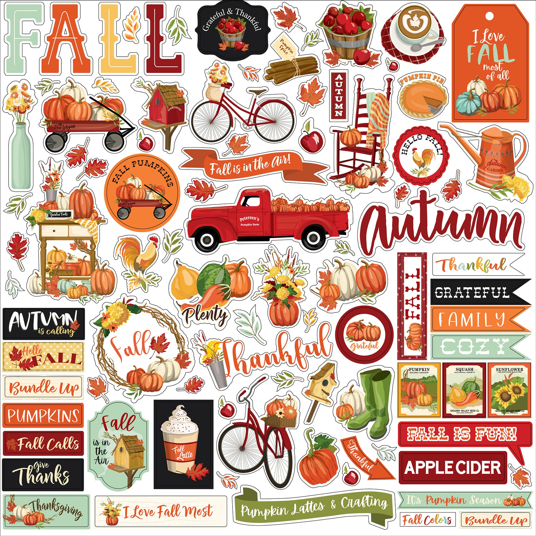 Carta Bella Welcome Fall 12x12 Element Sticker Sheet