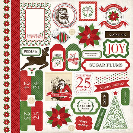 Carta Bella Have A Merry Christmas 12 x 12  Cardstock Element Sticker Sheet