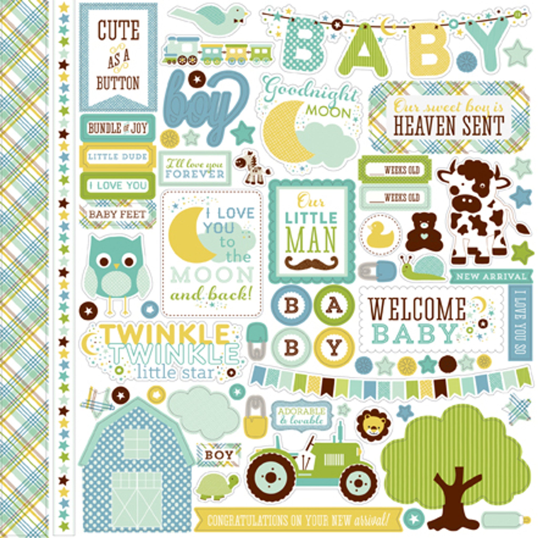 Echo Park Bundle Of Joy Boy 12X12 Element Sticker Sheet