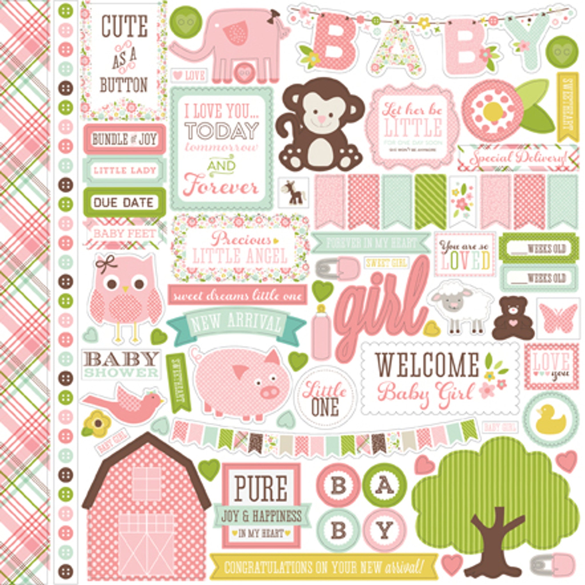 Echo Park Bundle Of Joy Girl 12X12 Element Sticker Sheet