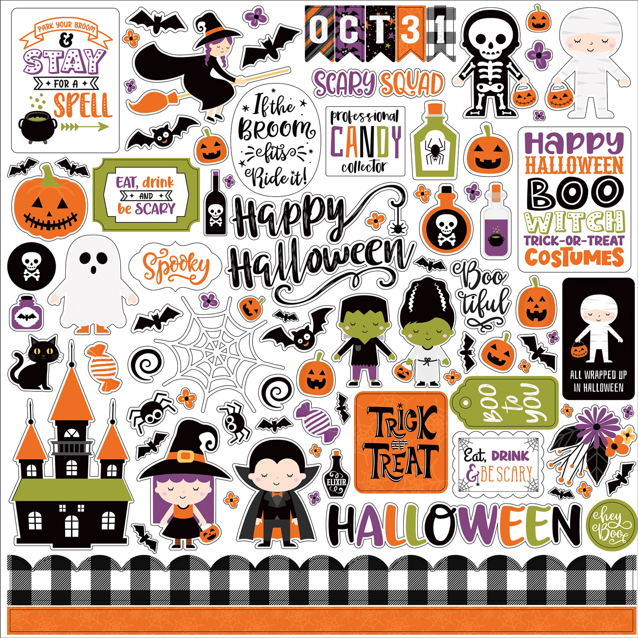 Echo Park I Love Halloween 12x12 Trick Or Treat Element Sticker Sheet