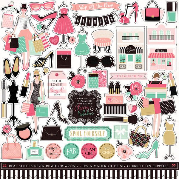 Echo Park Fashionista 12 x 12  Cardstock Element Sticker Sheet