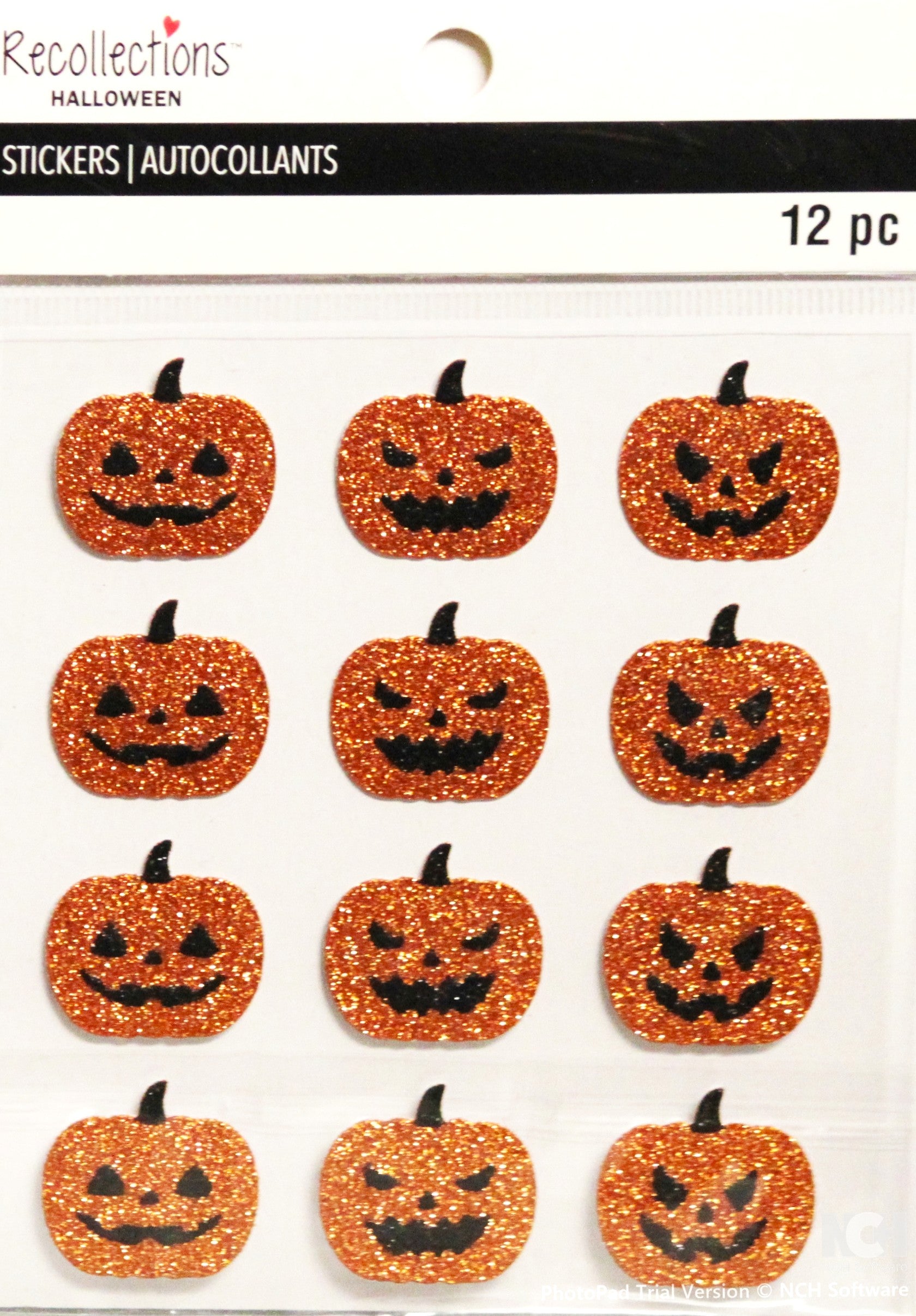 Recollections Jack O' Lantern Glittered Stickers