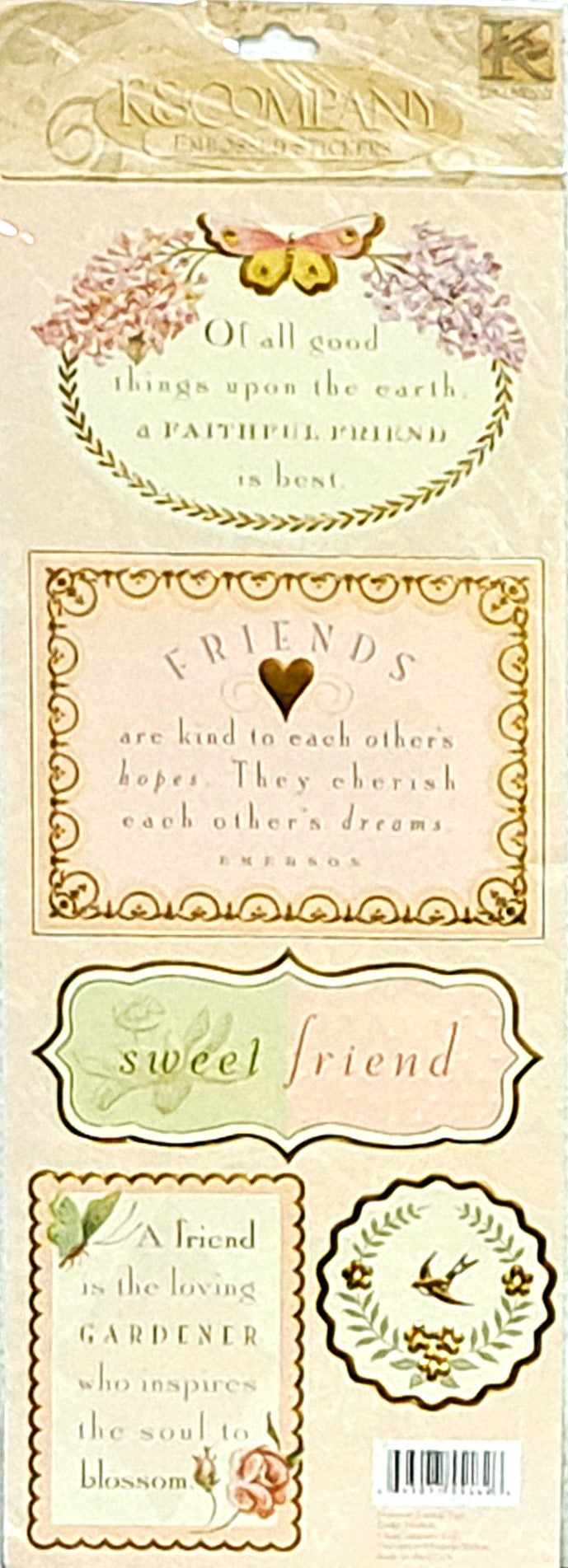 K & Company Somerset Journal Tags Embossed Stickers