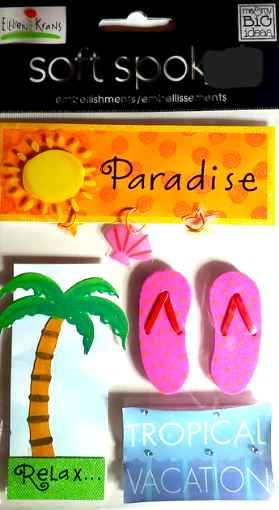 Me & My Big Ideas Soft Spoken Ellen Krans-Tropical Vacation Dimensional Stickers