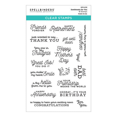 Spellbinders Sentiments For You Clear Stamps