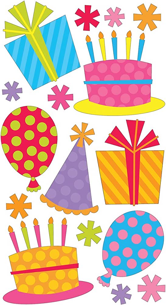 Sticko Fun Party And Balloons Flat Glitter Stickers